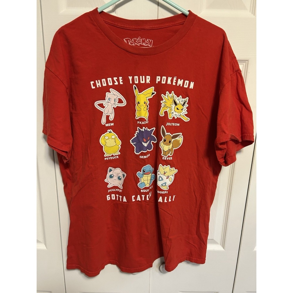 Pokémon T-shirt, Red W/Graphics. Choose Your Pokémon, Men's Size XL - Picture 4 of 9